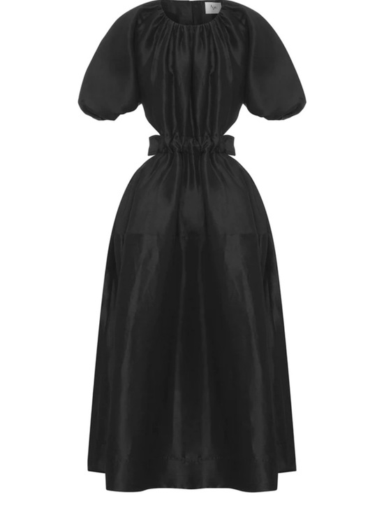 Aje Dresses & Skirts - Aje Black Puff-Sleeve Maxi Dress with Gathered Waist XS